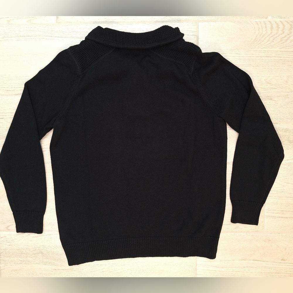 Lauren Ralph Lauren Black Heavy Cotton Button Long Sleeve Knit Sweater Size XL - Picture 8 of 8
